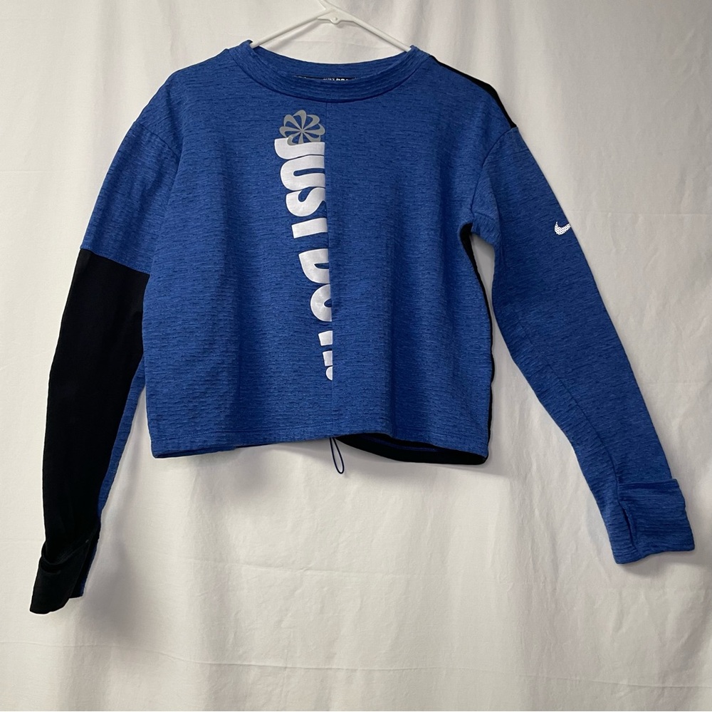Blue Nike Long Sleeve Top - Cropped